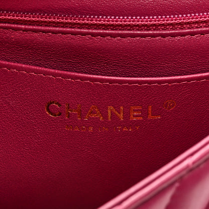 Chanel Lambskin Chevron Quilted Mini Rectangular Flap Dark Pink 6 of 10