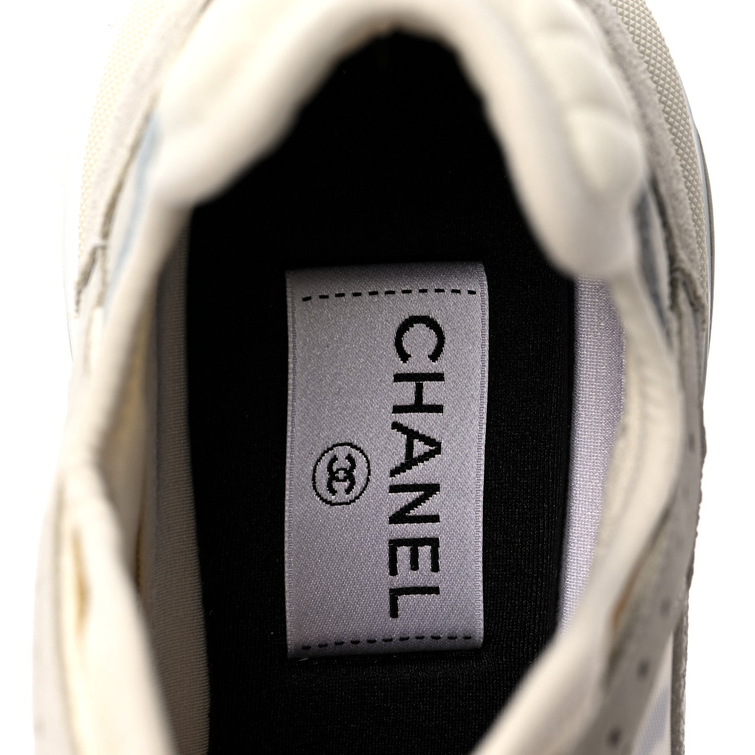 Chanel Suede Calfskin Womens CC Sneakers 37.5 White 5 of 6