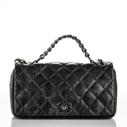 Chanel Metallic Aged Calfskin Quilted Medium Pondichery Flap Black 1 of 8