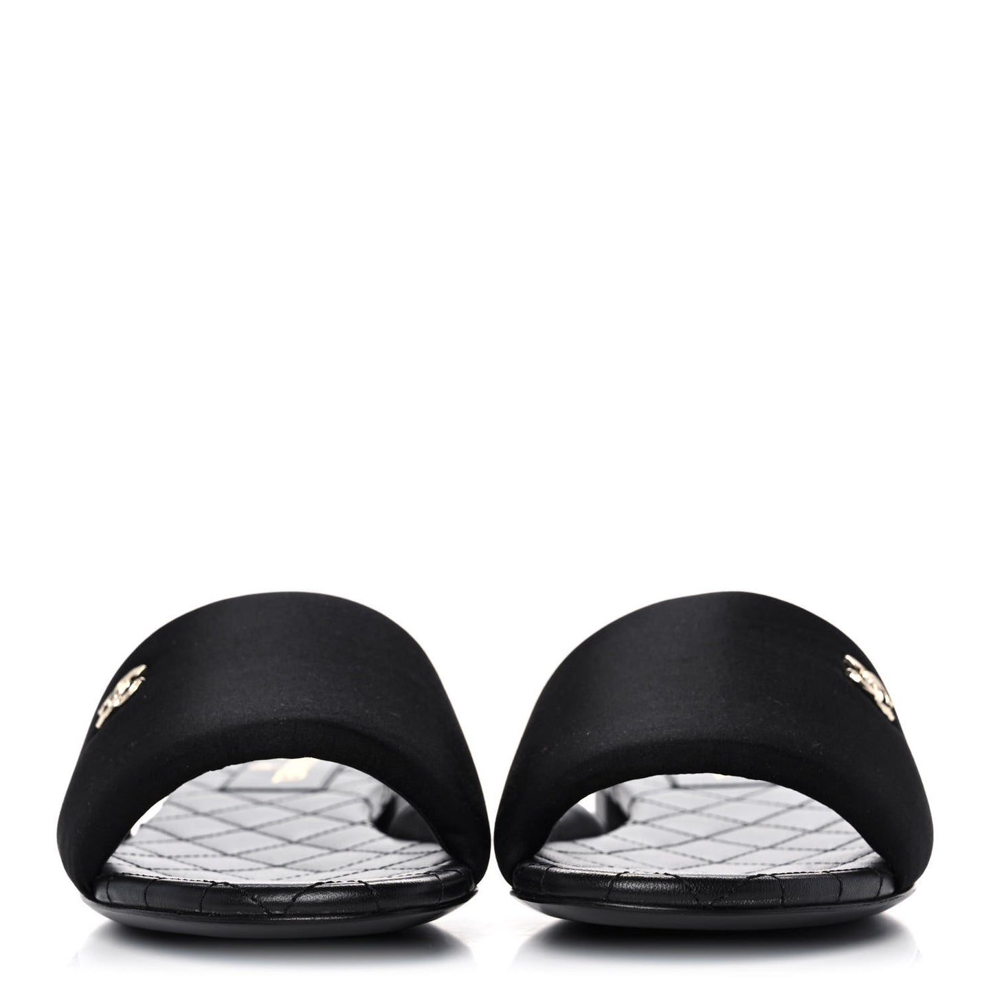 Satin Mule Sandals 38 Black