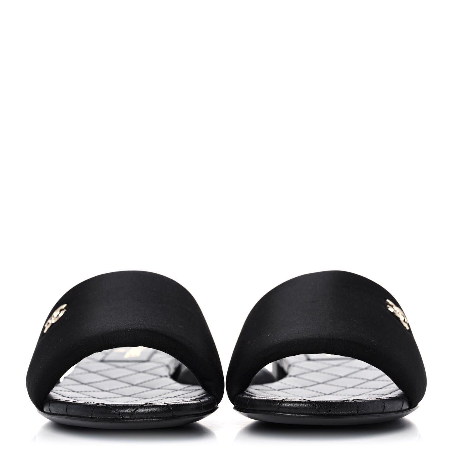 Chanel Satin Mule Sandals 38 Black 2 of 9