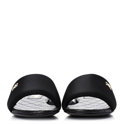Chanel Satin Mule Sandals 38 Black 2 of 9