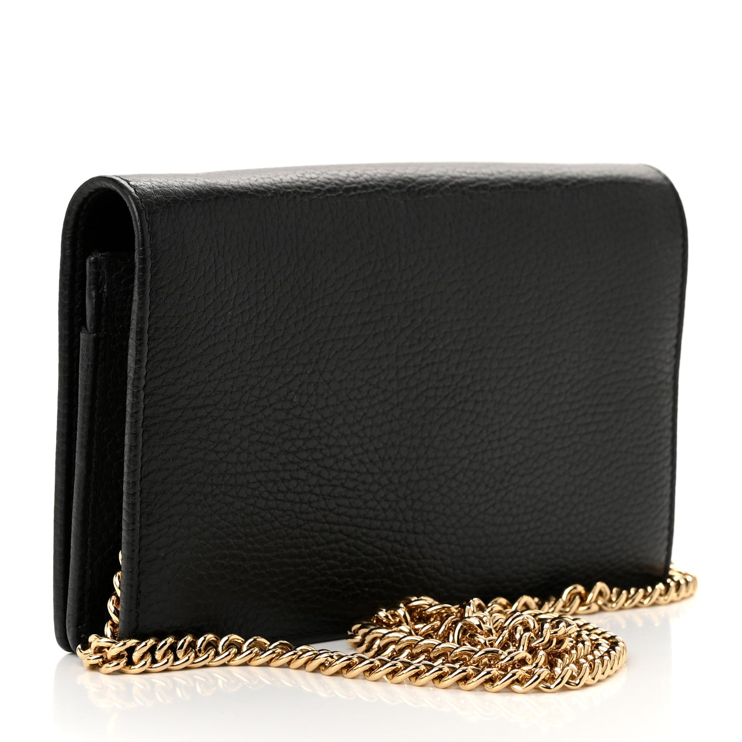 Calfskin Mini GG Marmont Chain Wallet Black