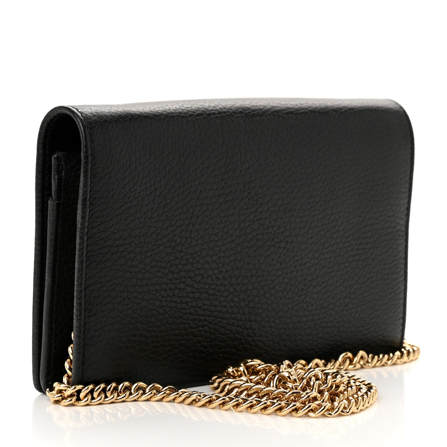 Gucci Calfskin Mini GG Marmont Chain Wallet Black 3 of 10