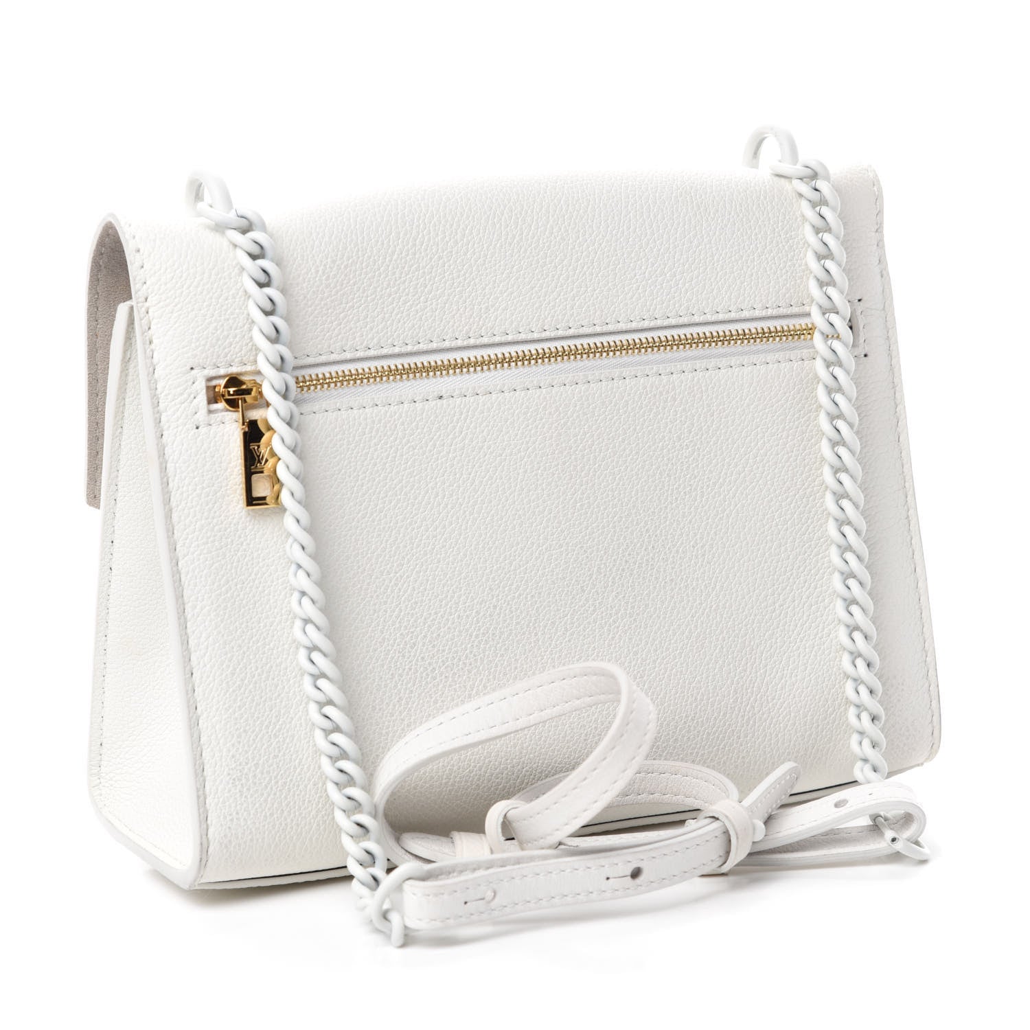 Louis Vuitton Soft Calfskin Mylockme Chain Bag BB White 3 of 12