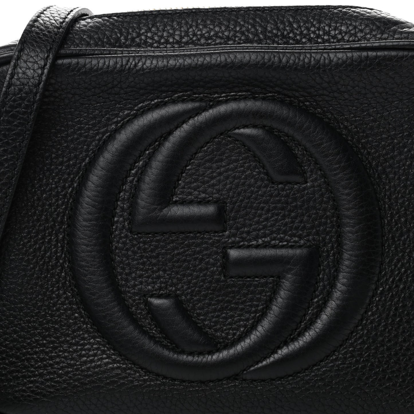 Pebbled Calfskin Small Soho Disco Bag Black