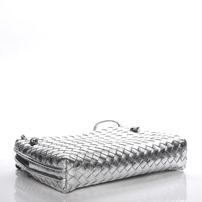Bottega Veneta Metallic Nappa Intrecciato Pillow Crossbody Messenger Silver 4 of 8