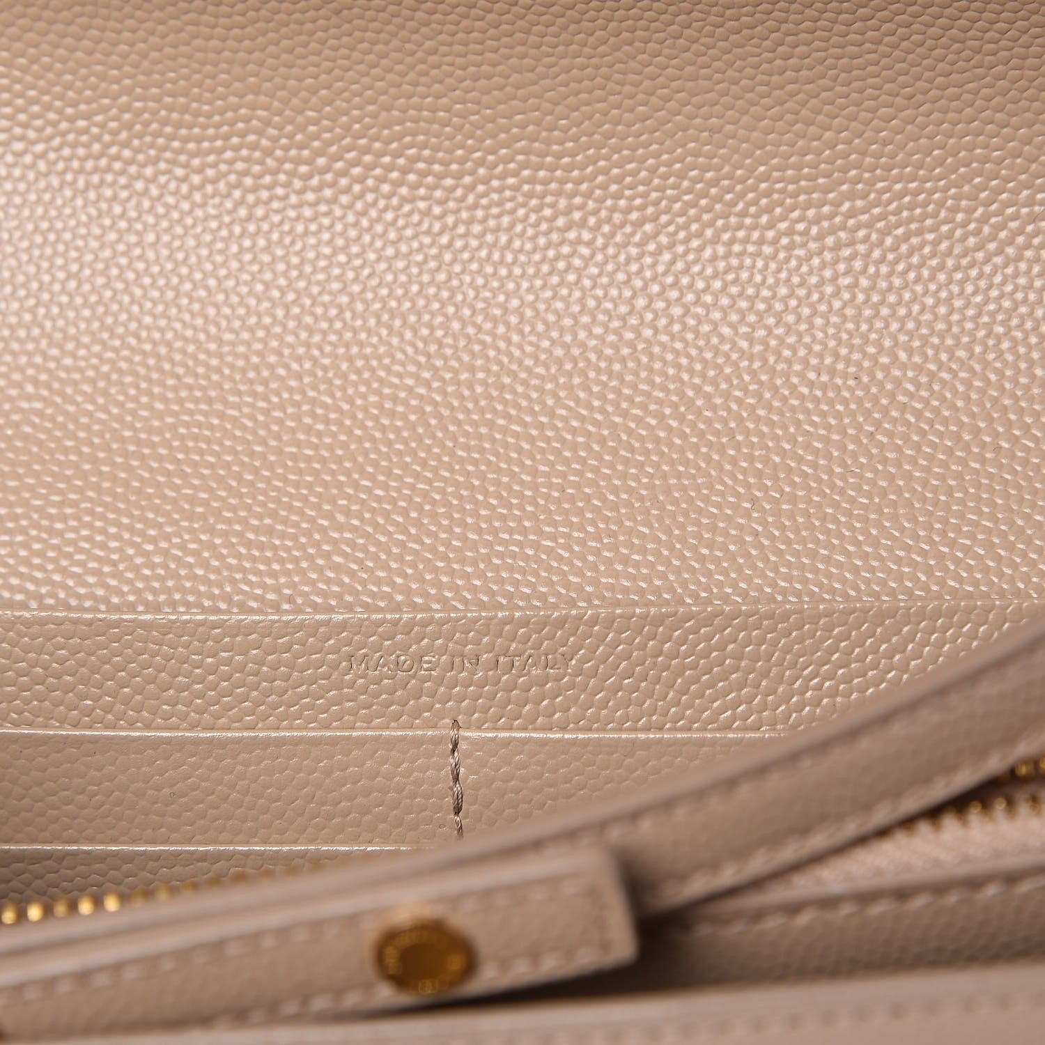 Saint Laurent Grain De Poudre Monogram Chain Wallet Dark Beige 6 of 7