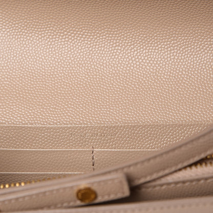 Saint Laurent Grain De Poudre Monogram Chain Wallet Dark Beige 6 of 7