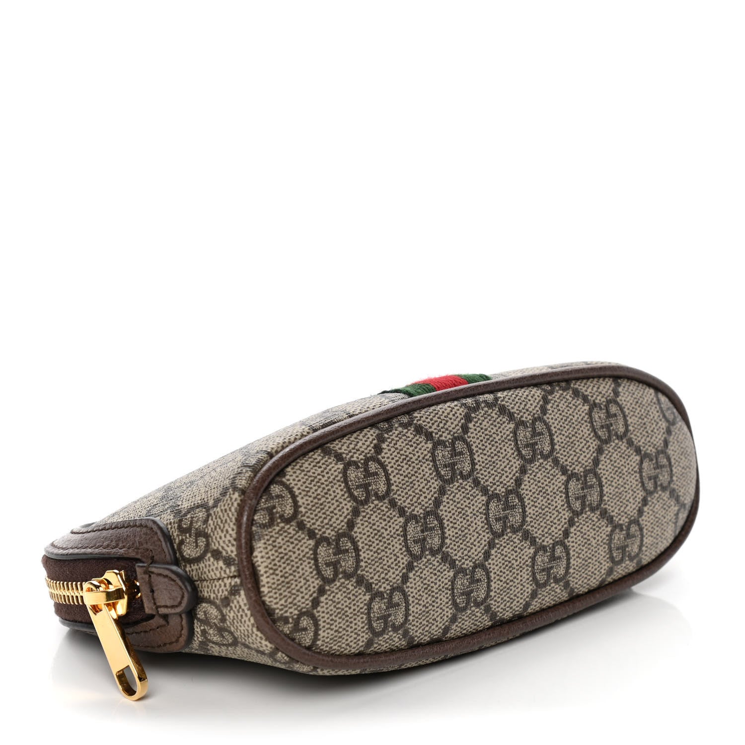 Gucci GG Supreme Monogram Textured Calfskin Web Medium Ophidia Cosmetic Case Beige Ebony New Acero 4 of 9