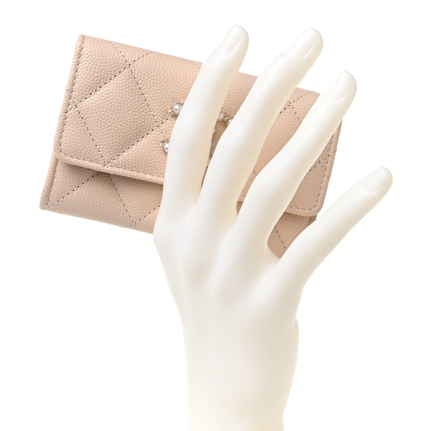 Chanel Caviar Pearl Quilted Coco Candy Flap Card Holder Beige 2 of 10