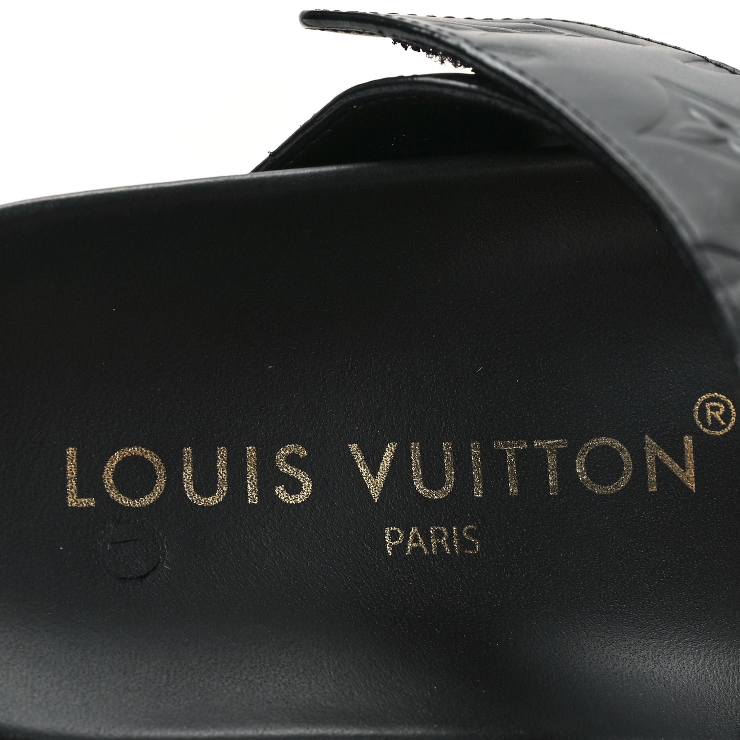 Lambskin Embossed Monogram Bom Dia Flat Mule Sandals 35 Black