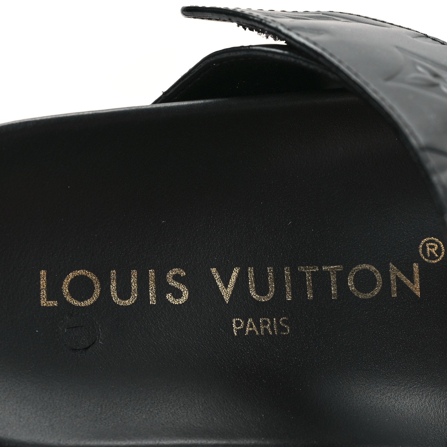 Louis Vuitton Lambskin Embossed Monogram Bom Dia Flat Mule Sandals 35 Black 8 of 9