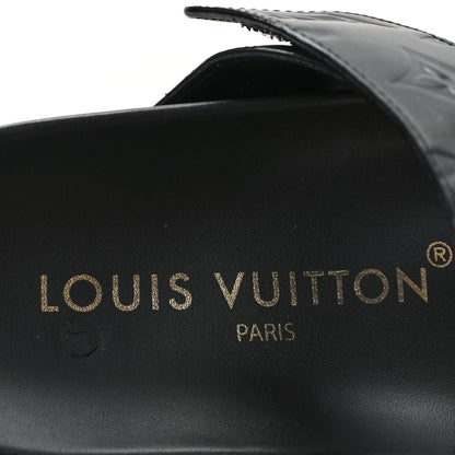 Louis Vuitton Lambskin Embossed Monogram Bom Dia Flat Mule Sandals 35 Black 8 of 9