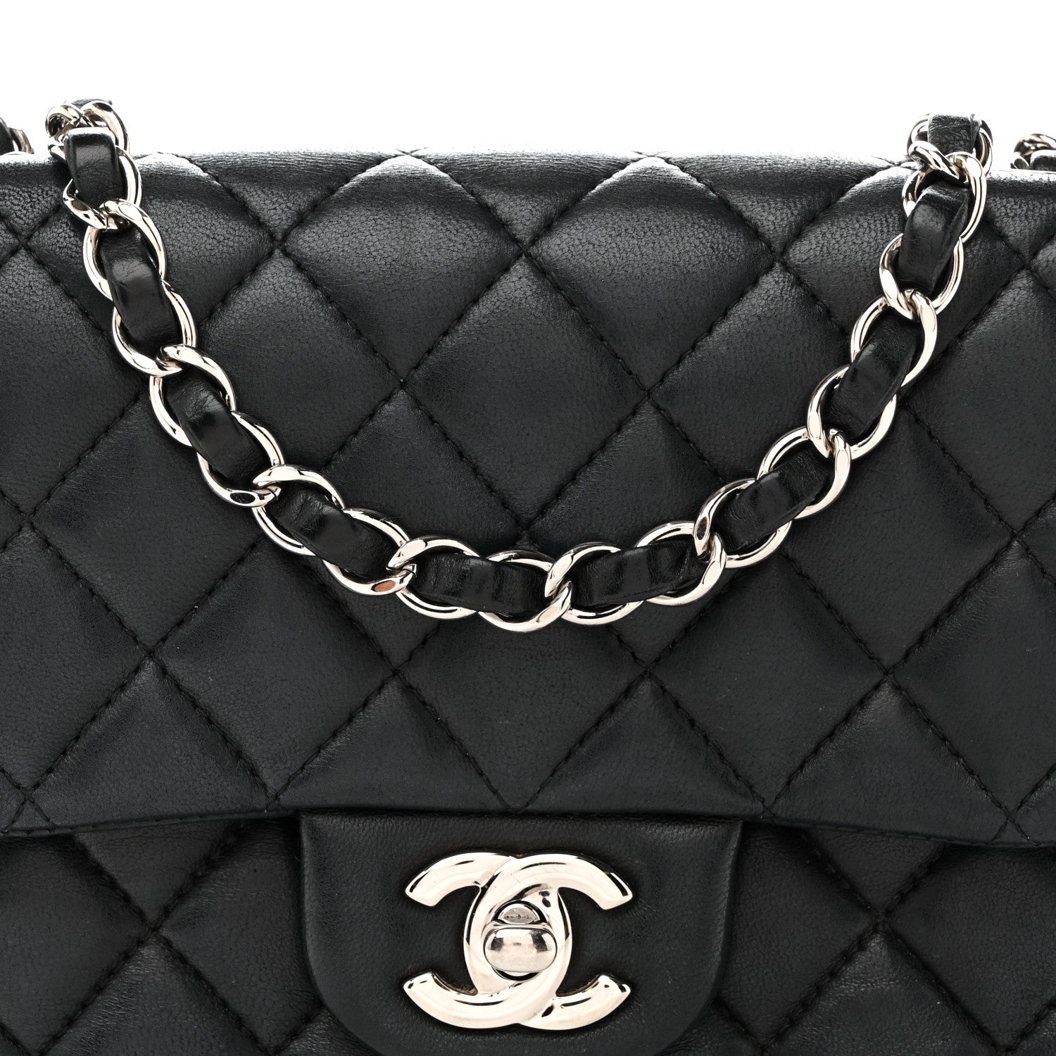 Chanel Lambskin Quilted Mini Square Flap Black 7 of 13