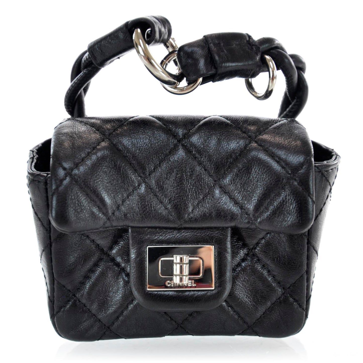 Quilted Leather 2.55 Ankle Wrist Bag Black