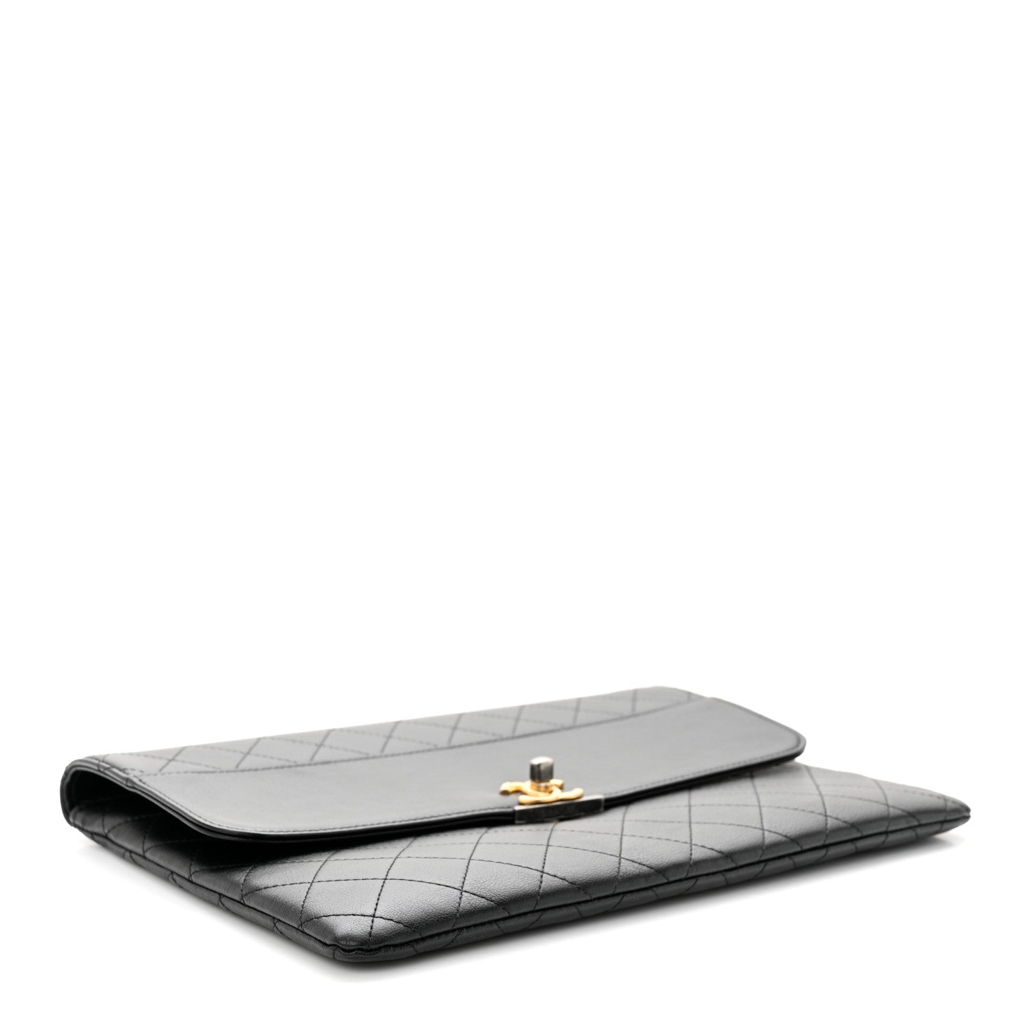 Chanel Lambskin Quilted Sleek And Chic Clutch Black 4 of 8