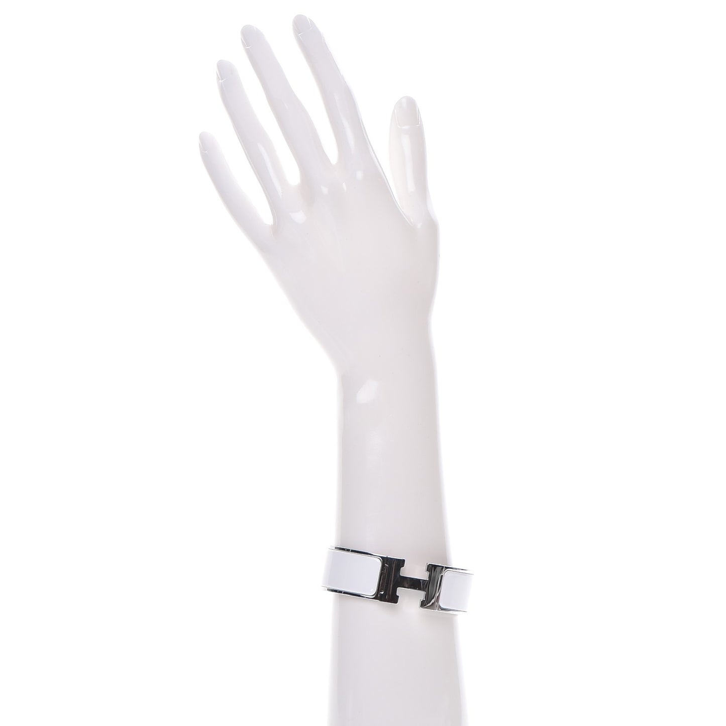 Enamel Wide Clic Clac H Bracelet GM White