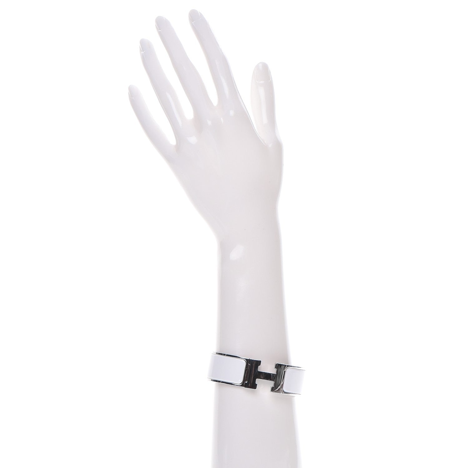 Hermes Enamel Wide Clic Clac H Bracelet GM White 2 of 5