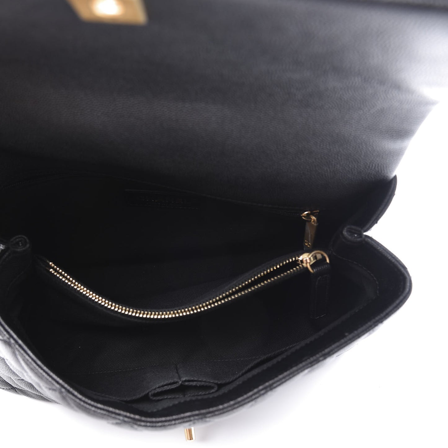 Caviar Lizard Embossed Quilted Small Coco Handle Flap Black