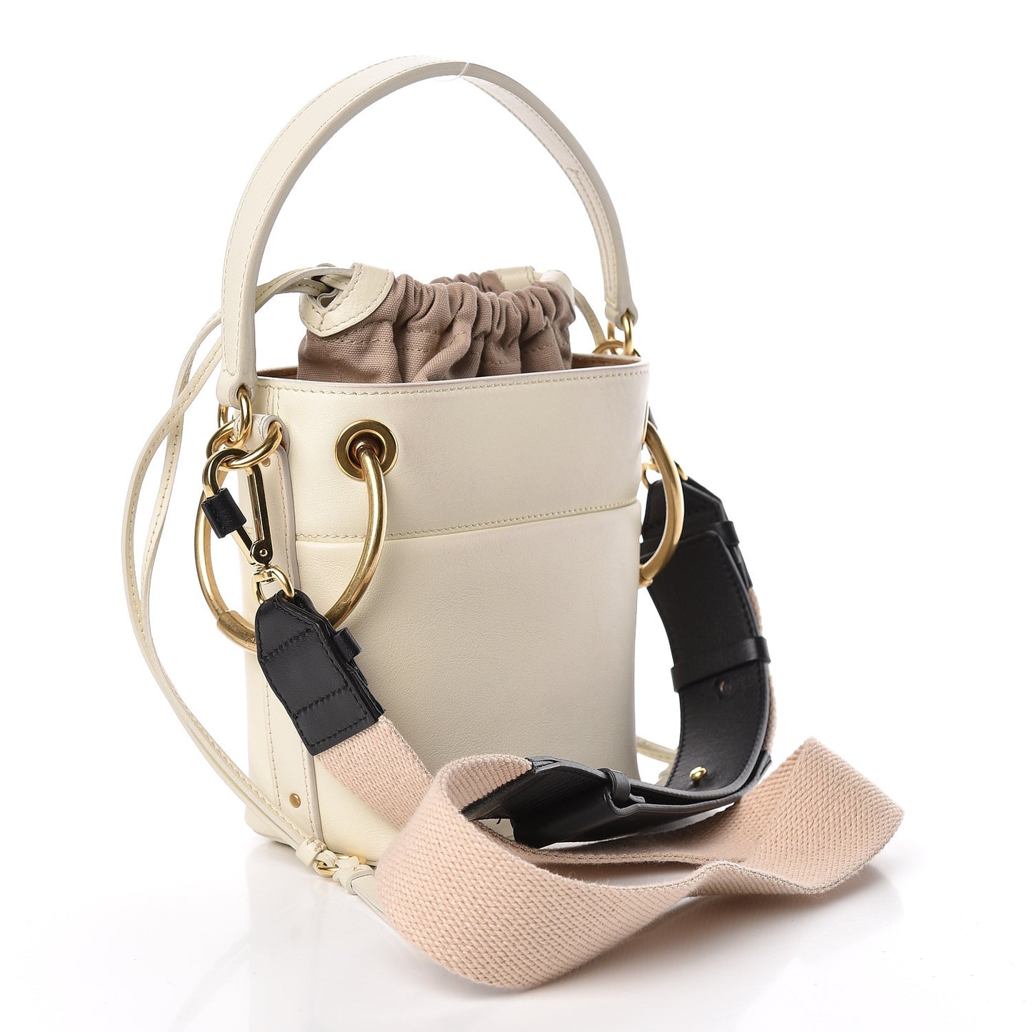 Smooth Calfskin Mini Roy Bucket Bag Natural White