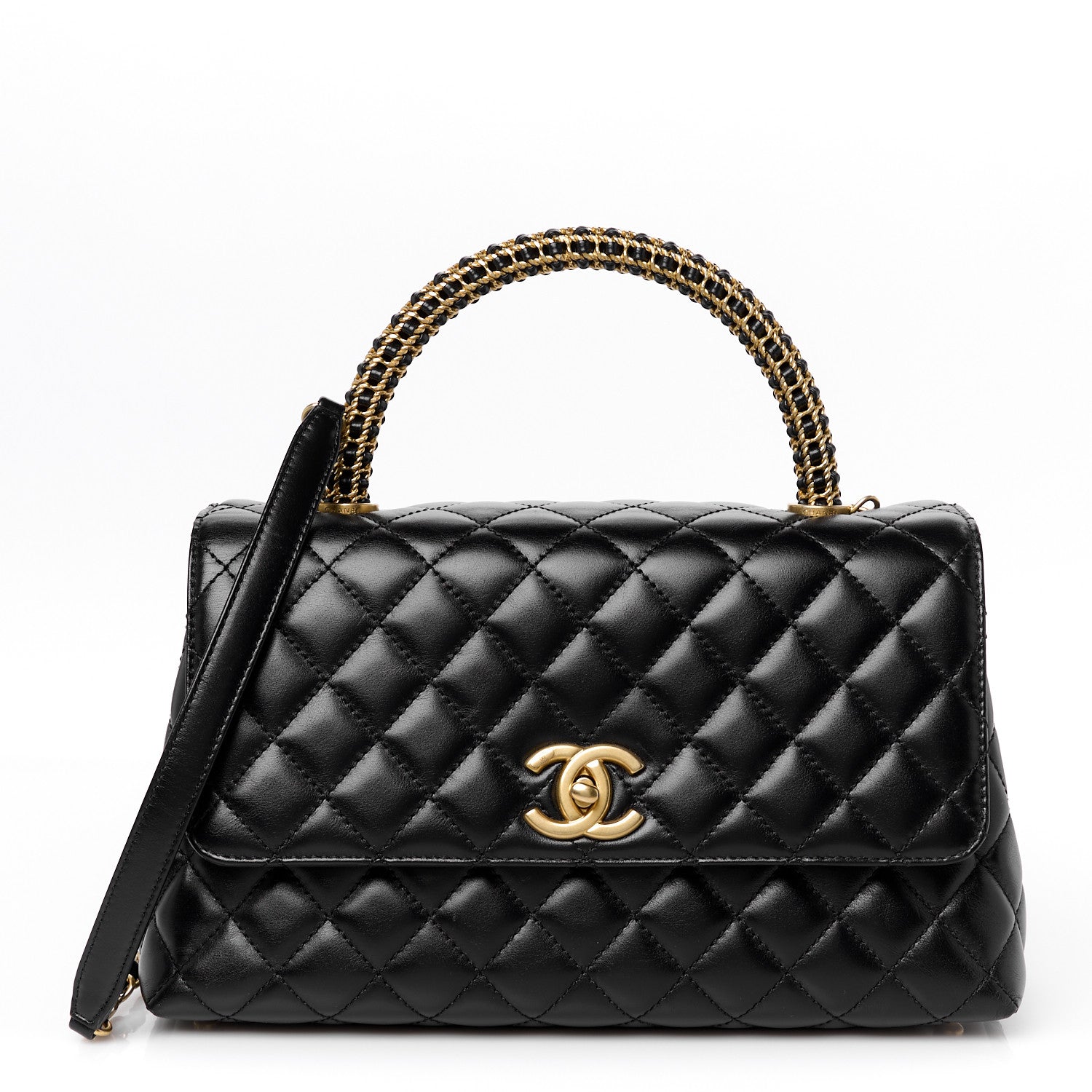 Chanel Calfskin Quilted Small Coco Chain Handle Flap Black 1 of 11
