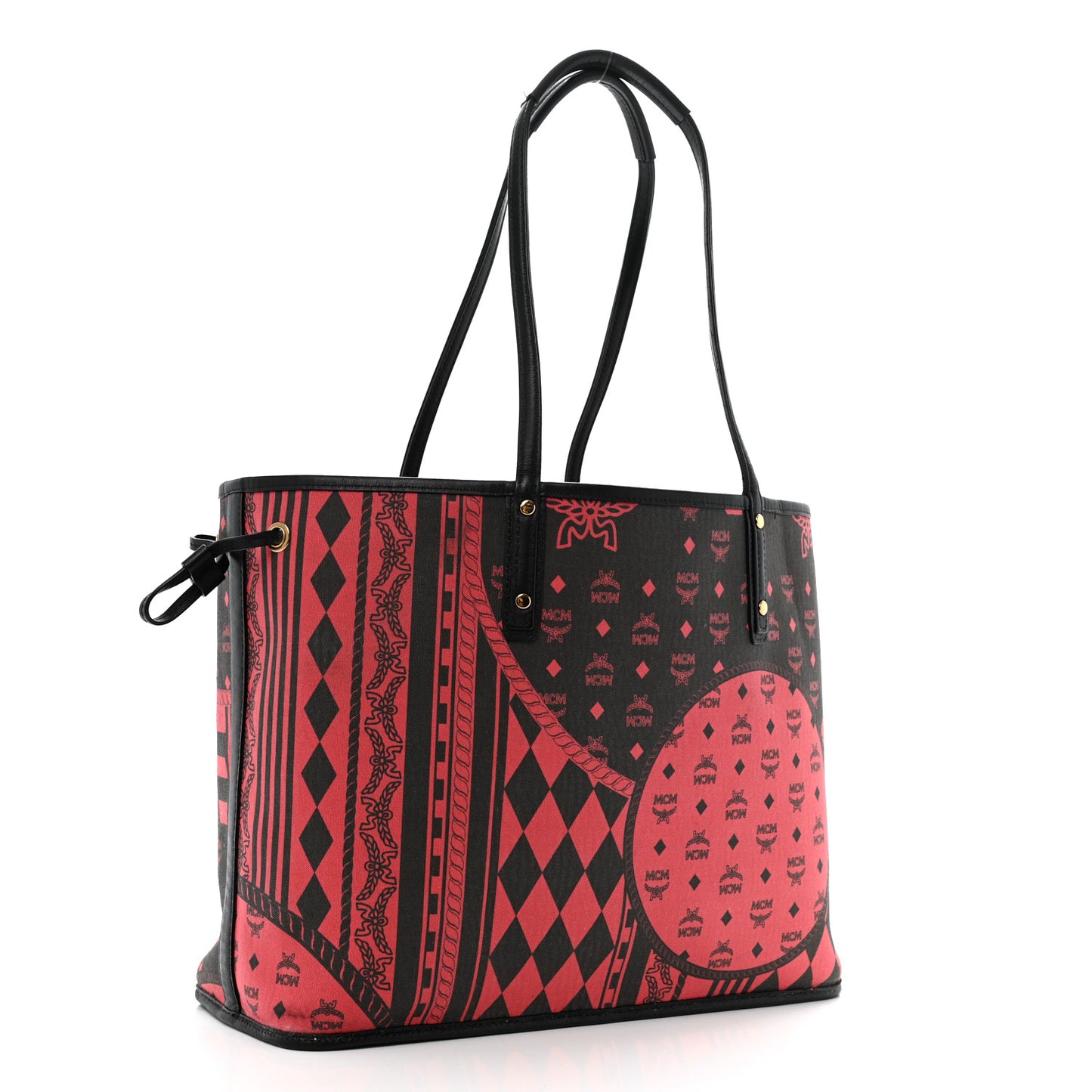Visetos Medium Project Reversible Shopper Tote Ruby Red Black
