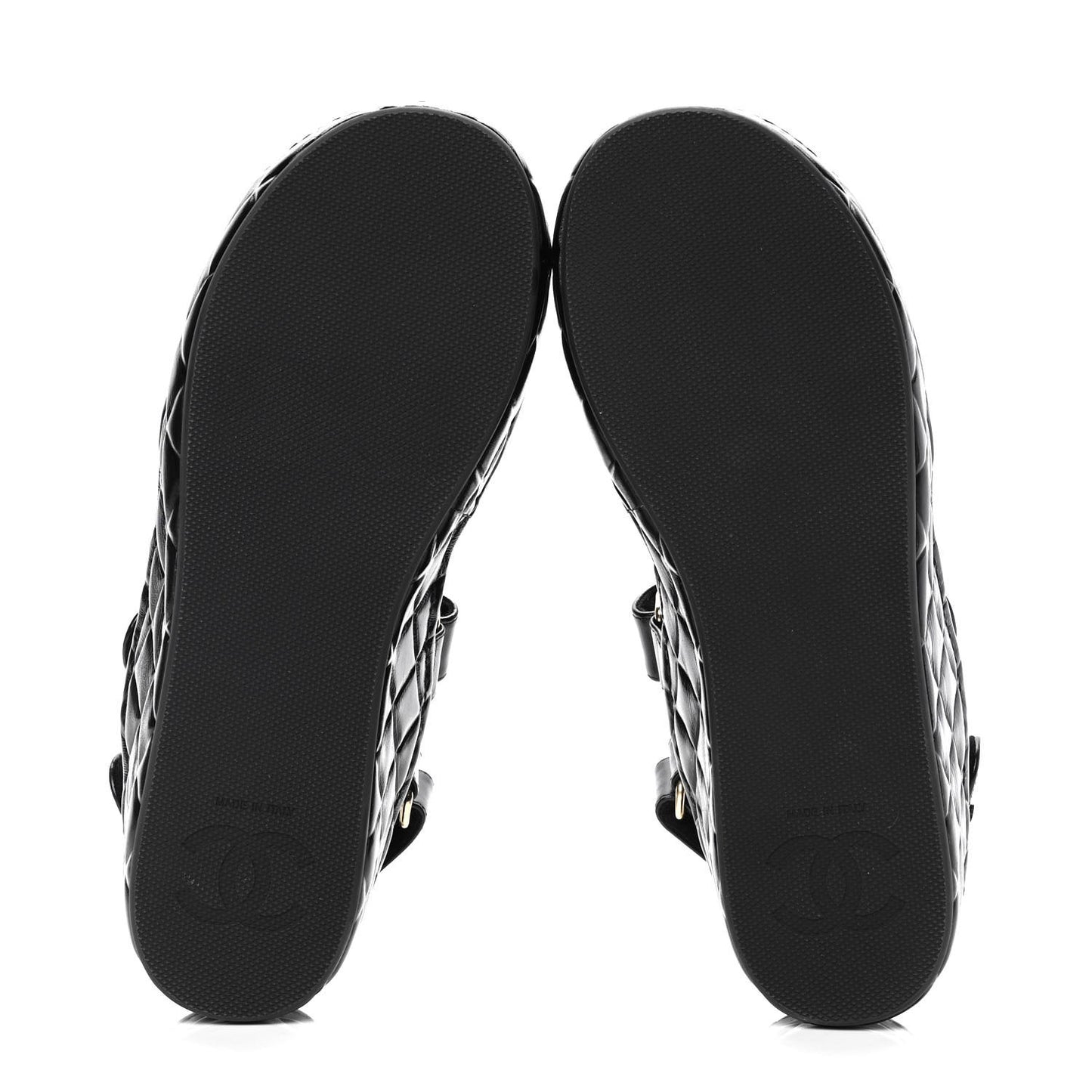 Shiny Calfskin Logo Platform Sandals 36 Black