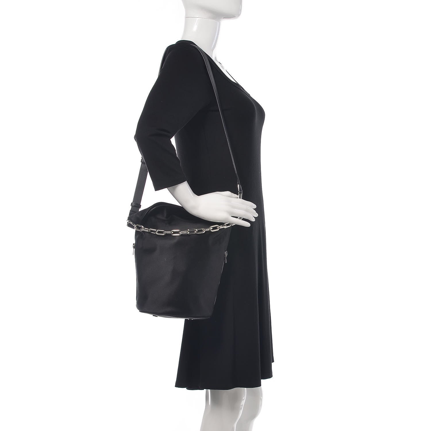 Alexander Wang Satin Attica Chain Bucket Bag Black 2 of 9