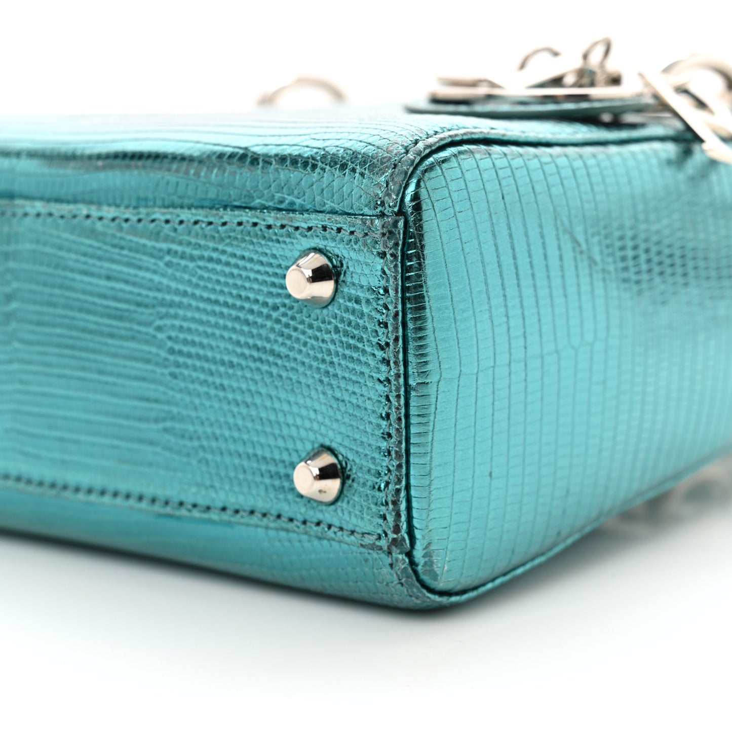 Metallic Lizard Mini Lady Dior Blue