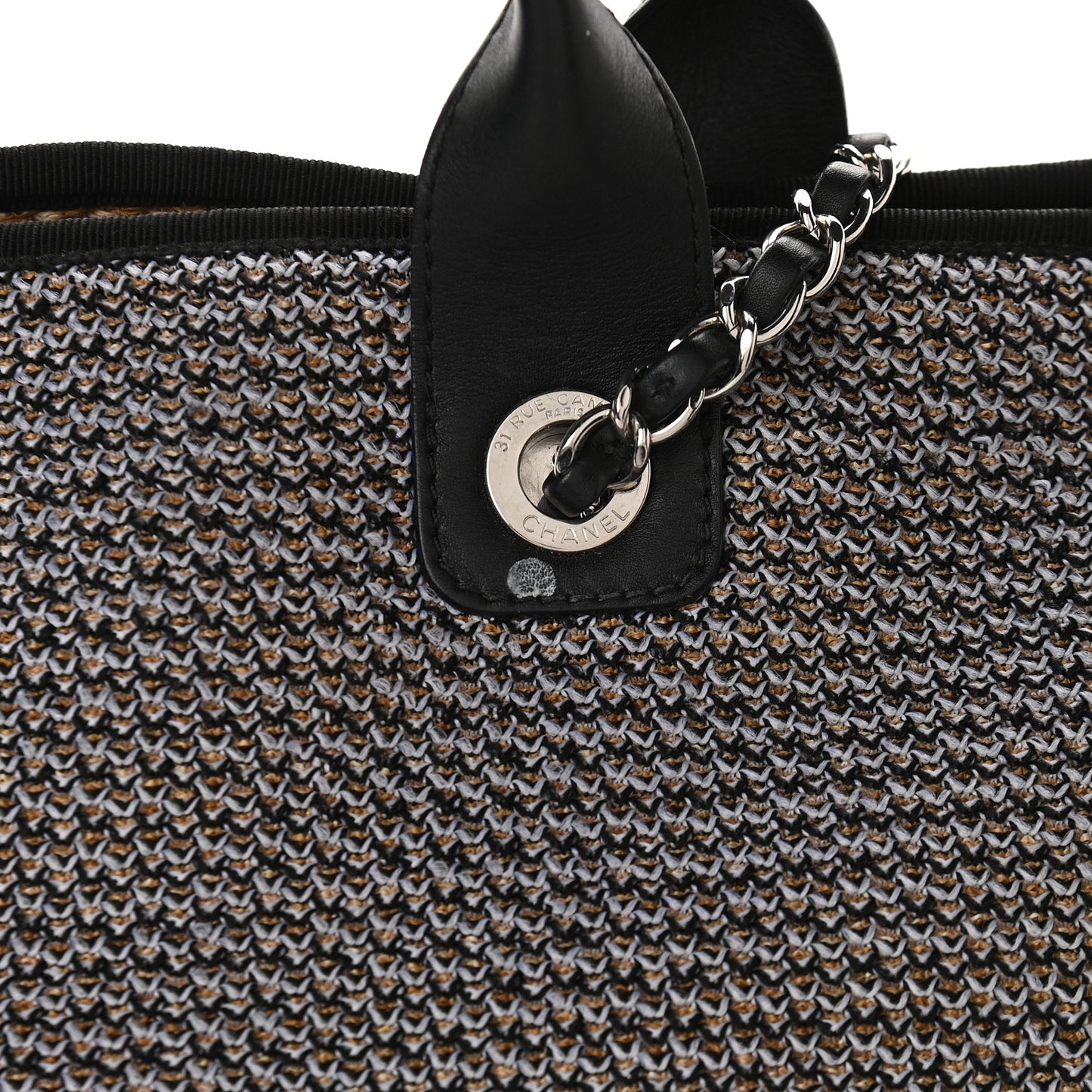 Mixed Fibers Shopping Bag Blue Beige