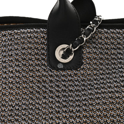 Chanel Mixed Fibers Shopping Bag Blue Beige 10 of 13