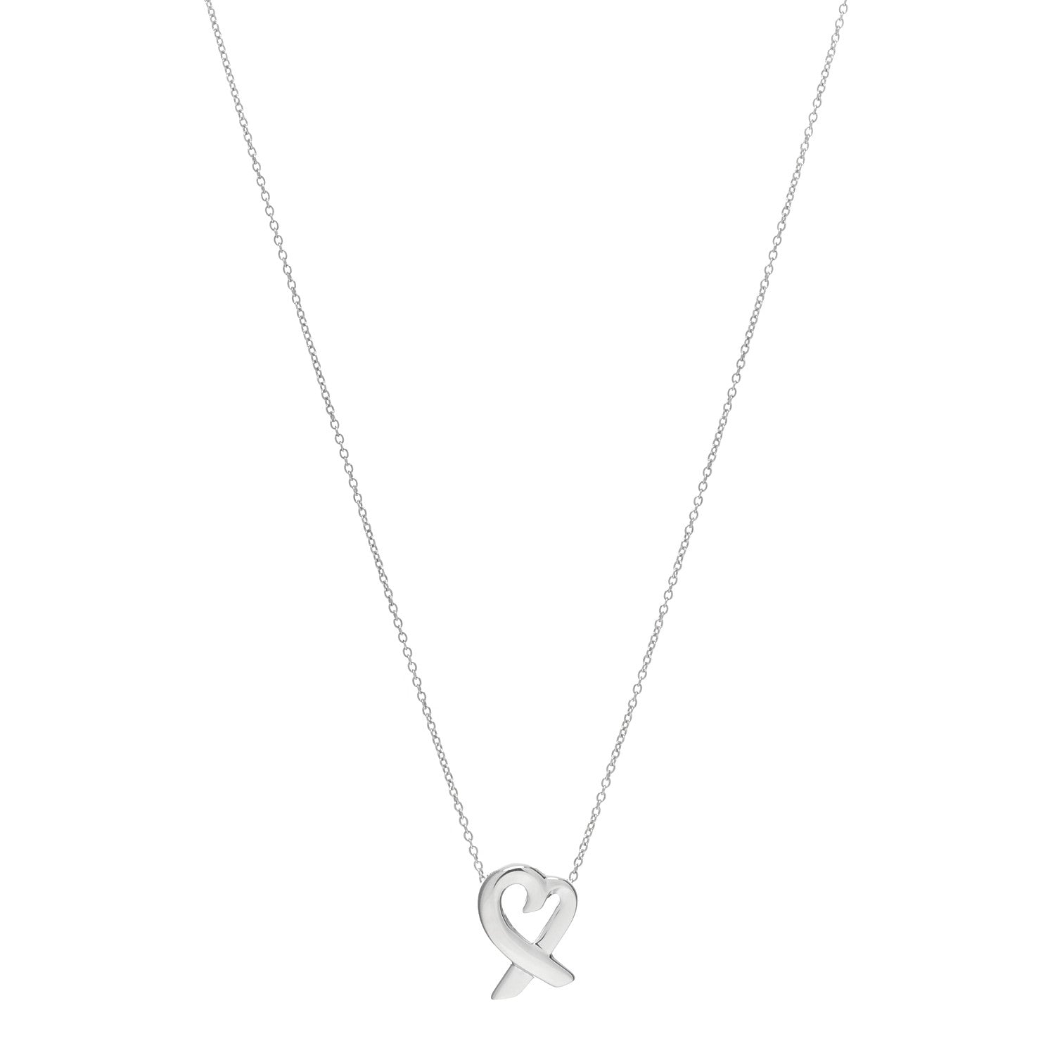 Tiffany Sterling Silver Small Paloma Picasso Loving Heart Pendant Necklace 1 of 5