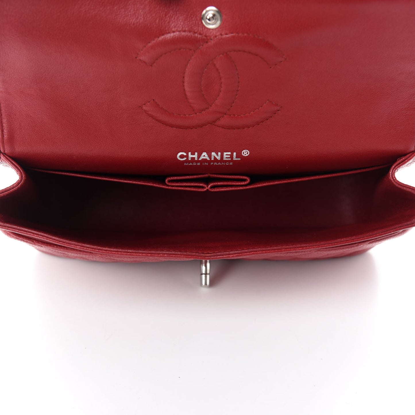 Caviar Quilted Medium Double Flap Red