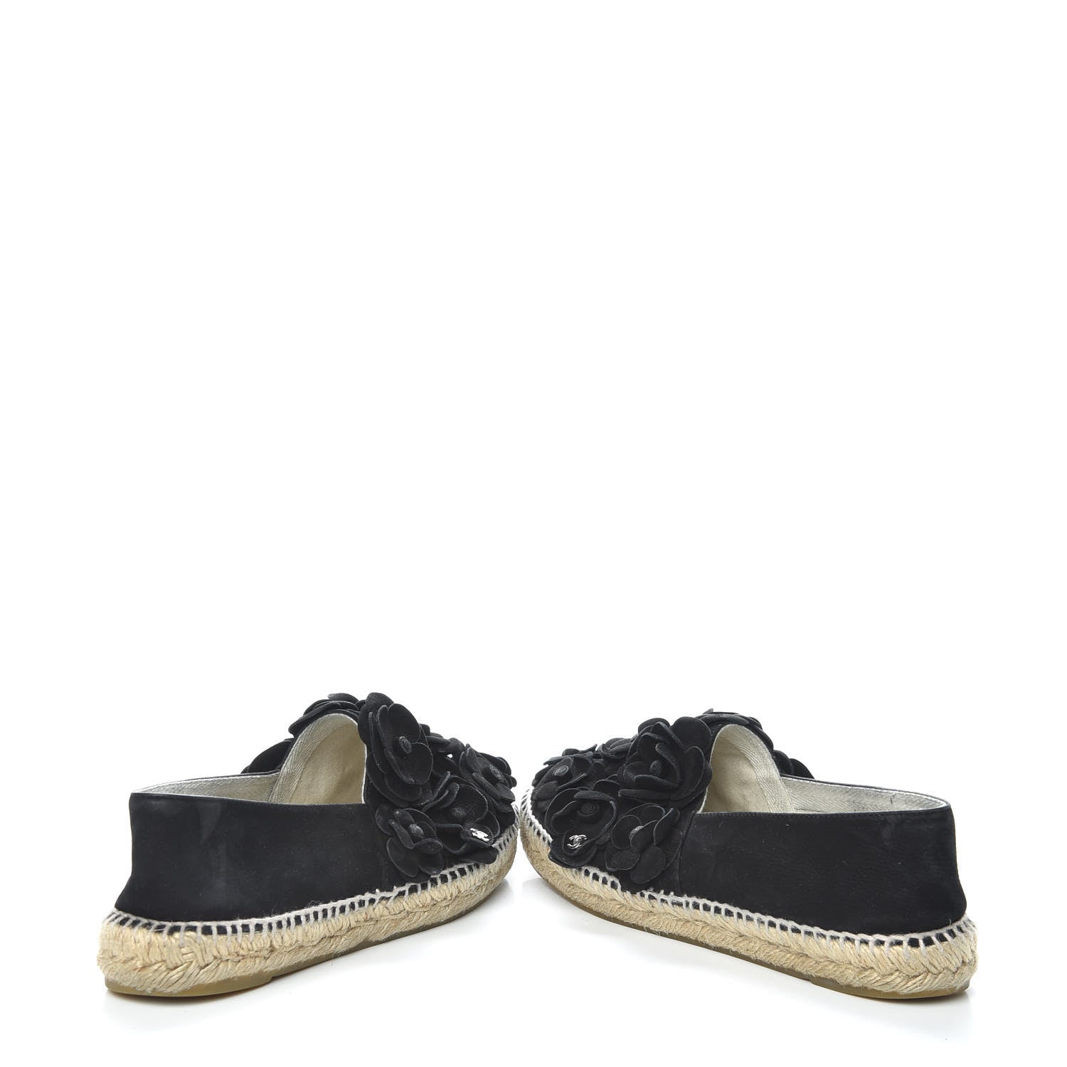 Chanel Suede Camellia CC Espadrilles 39 Black 6 of 12