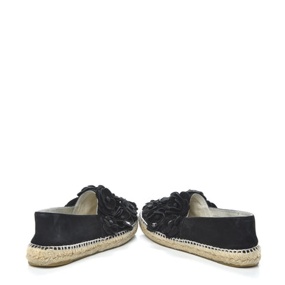Chanel Suede Camellia CC Espadrilles 39 Black 6 of 12