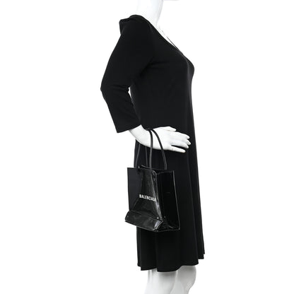 Balenciaga Patent Calfskin Logo Shopping Tote XXS Black 2 of 13