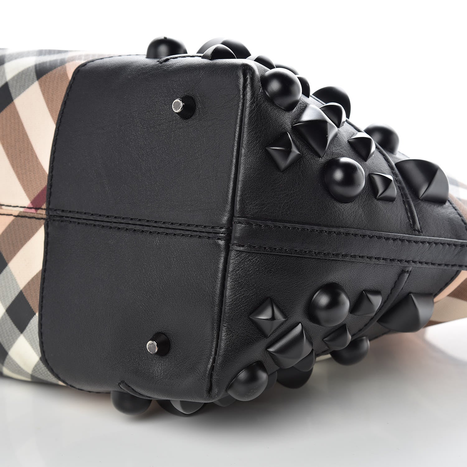 Burberry Nova Check Mega Stud Nickie Tote Black 9 of 14