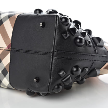 Burberry Nova Check Mega Stud Nickie Tote Black 9 of 14