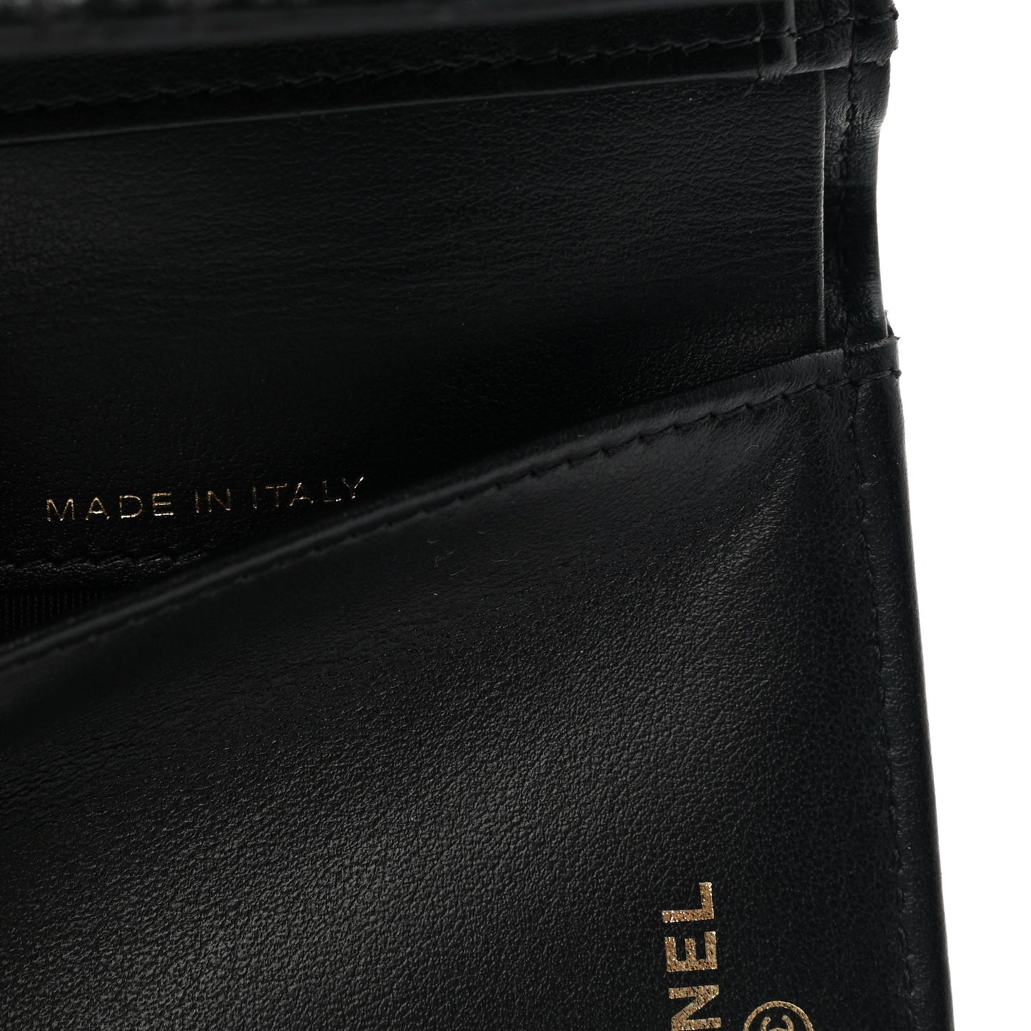 Lambskin Camellia Embossed Small Wallet Black