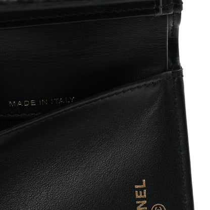 Chanel Lambskin Camellia Embossed Small Wallet Black 7 of 8