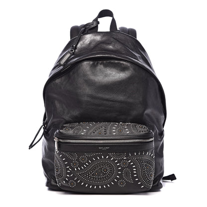 Saint Laurent Calfskin Bandana Stud City Backpack Black 1 of 13