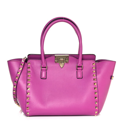 Valentino Garavani Vitello Small Rockstud Double Handle Tote Purple Violet 1 of 10