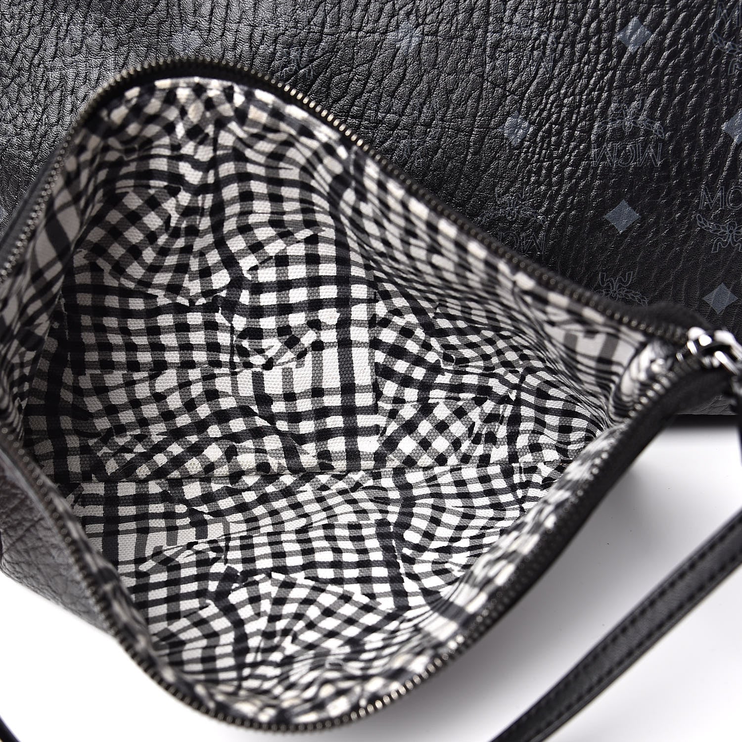 MCM Visetos Medium Anya Zip Top Shopper Tote Black 8 of 9