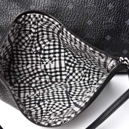 MCM Visetos Medium Anya Zip Top Shopper Tote Black 8 of 9