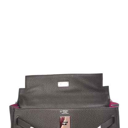 Hermes Taurillon Clemence Horseshoe Kelly Retourne 32 Graphite Tosca 10 of 41