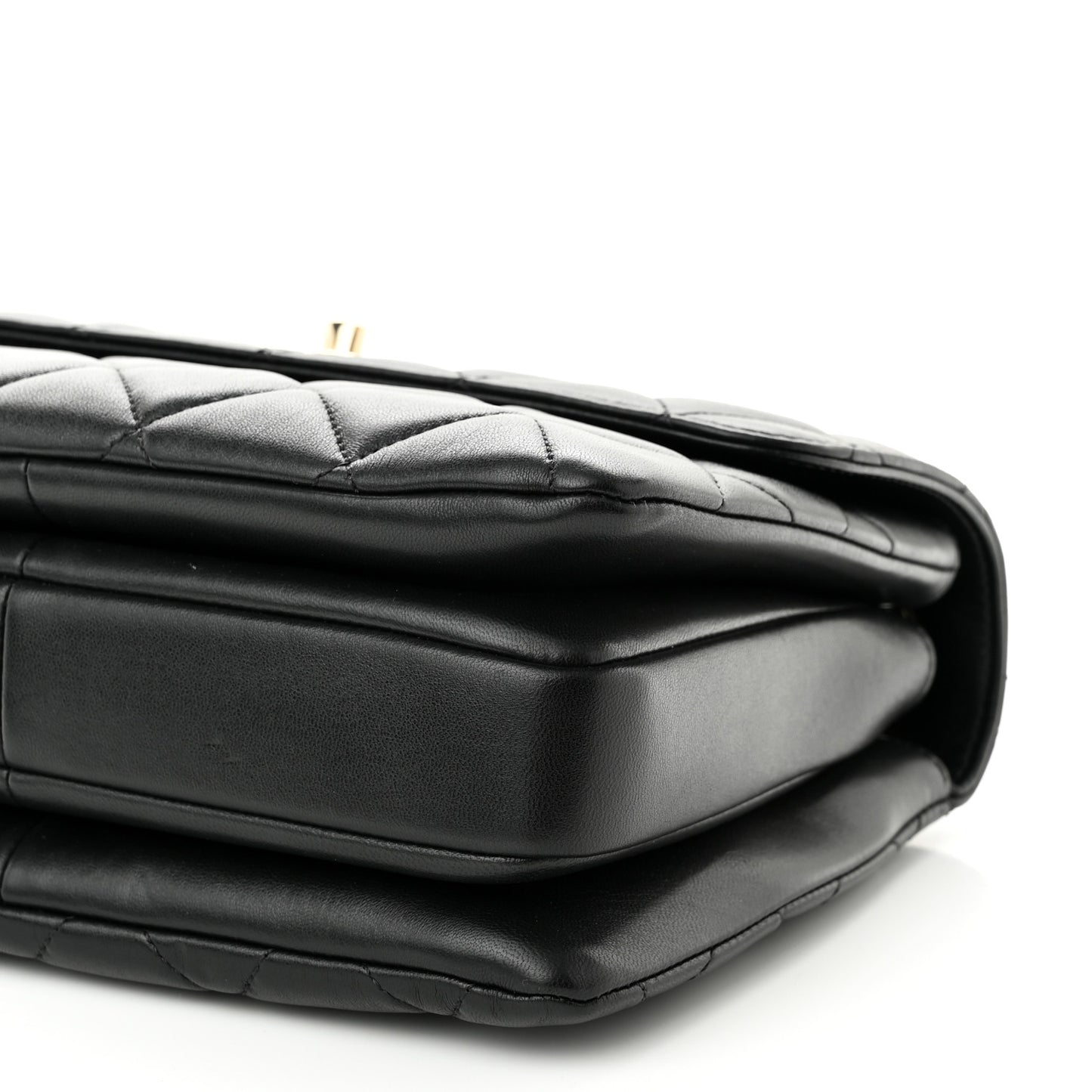 Lambskin Quilted Small Trendy CC Dual Handle Flap Bag Black
