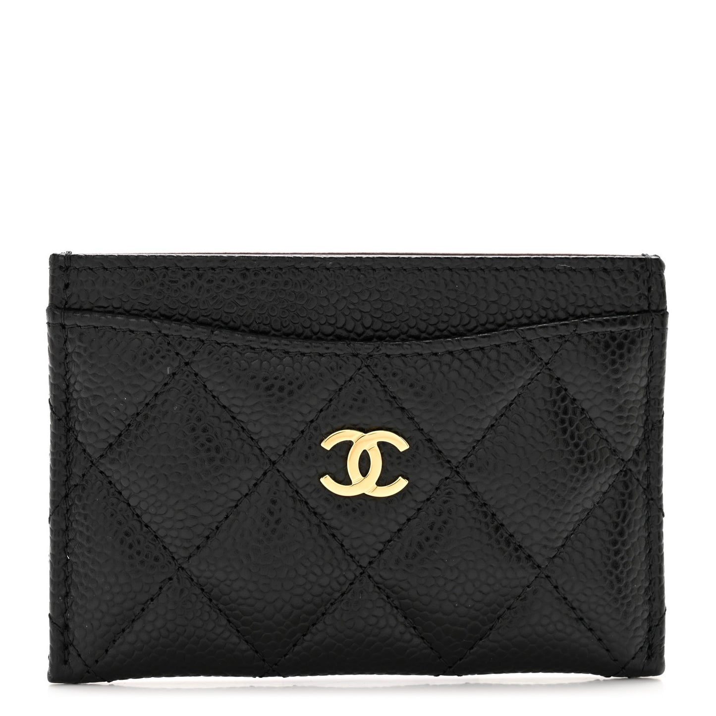 Caviar Quilted Card Holder Black
