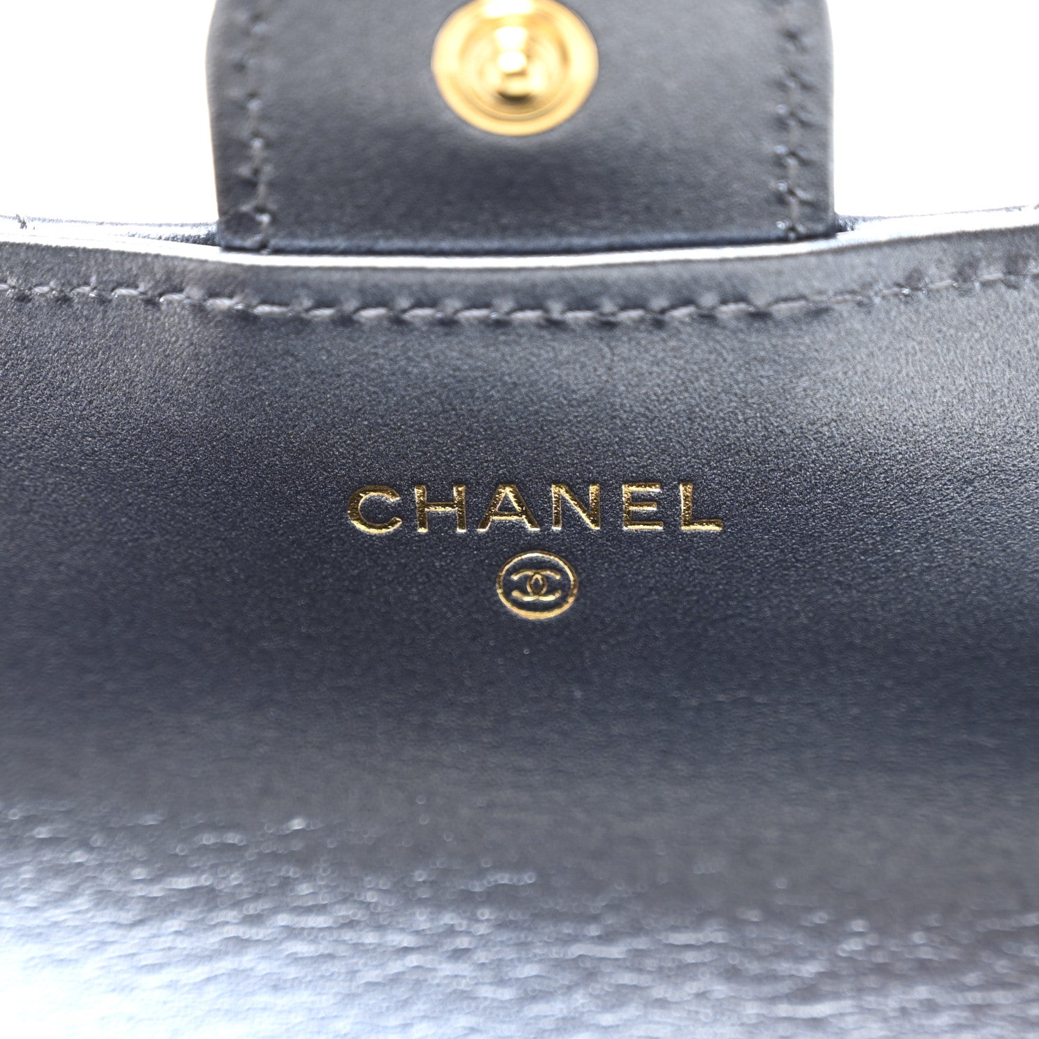Chanel Metallic Lambskin Quilted Large Gusset Flap Wallet Dark Blue 6 of 9