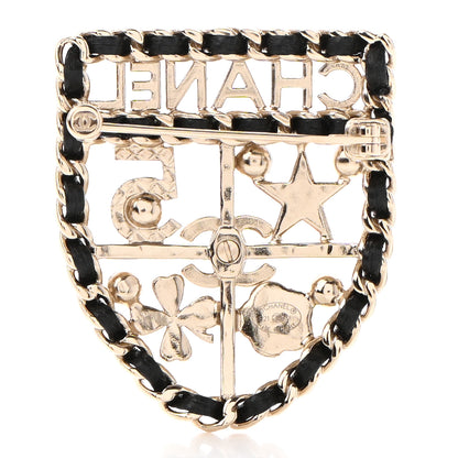 Chanel Lambskin Pearl Strass Sergeant Chanel Shield Brooch Gold 3 of 5